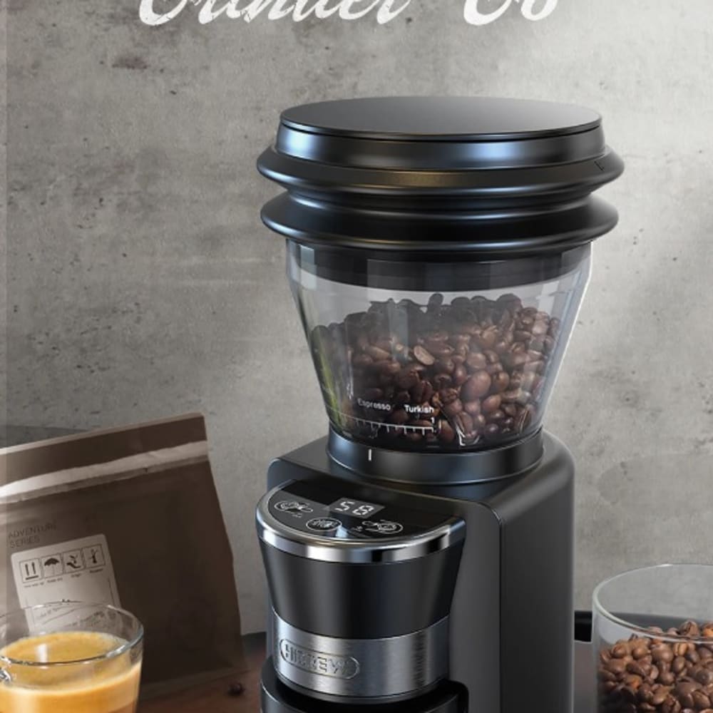 HiBREW Electric Burr Coffee Grinder with 34 Grind Settings & Visual Bean Storage